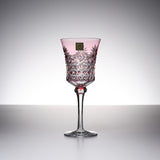 KAGAMI Crystal Edo-Kiriko Wine Glass - Drape & Tetragonal Basket Weave - Red / 江戸切子 ワイングラス