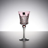 KAGAMI Crystal Edo-Kiriko Wine Glass - Drape & Tetragonal Basket Weave - Red / 江戸切子 ワイングラス