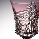 KAGAMI Crystal Edo-Kiriko Wine Glass - Drape & Tetragonal Basket Weave - Red / 江戸切子 ワイングラス