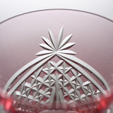 KAGAMI Crystal Edo-Kiriko Wine Glass - Drape & Tetragonal Basket Weave - Red / 江戸切子 ワイングラス