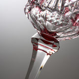 KAGAMI Crystal Edo-Kiriko Wine Glass - Drape & Tetragonal Basket Weave - Red / 江戸切子 ワイングラス