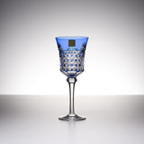 KAGAMI Crystal Edo-Kiriko Wine Glass - Drape & Tetragonal Basket Weave - Cobalt Blue / 江戸切子 ワイングラス