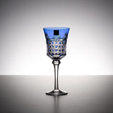 KAGAMI Crystal Edo-Kiriko Wine Glass - Drape & Tetragonal Basket Weave - Cobalt Blue / 江戸切子 ワイングラス