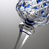KAGAMI Crystal Edo-Kiriko Wine Glass - Drape & Tetragonal Basket Weave - Cobalt Blue / 江戸切子 ワイングラス