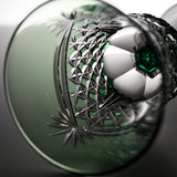 KAGAMI Crystal Edo-Kiriko Wine Glass - Drape & Tetragonal Basket Weave - Clear Green / 江戸切子 ワイングラス