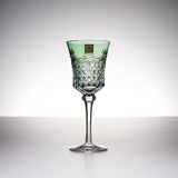 KAGAMI Crystal Edo-Kiriko Wine Glass - Drape & Tetragonal Basket Weave - Clear Green / 江戸切子 ワイングラス