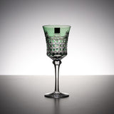 KAGAMI Crystal Edo-Kiriko Wine Glass - Drape & Tetragonal Basket Weave - Clear Green / 江戸切子 ワイングラス