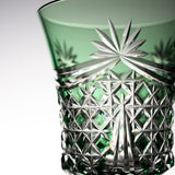 KAGAMI Crystal Edo-Kiriko Wine Glass - Drape & Tetragonal Basket Weave - Clear Green / 江戸切子 ワイングラス