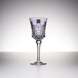 KAGAMI Crystal Edo-Kiriko Wine Glass - Drape & Tetragonal Basket Weave - Purple / 江戸切子 ワイングラス