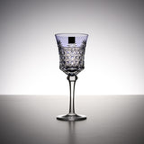 KAGAMI Crystal Edo-Kiriko Wine Glass - Drape & Tetragonal Basket Weave - Purple / 江戸切子 ワイングラス
