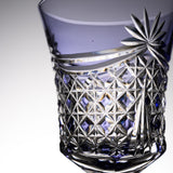 KAGAMI Crystal Edo-Kiriko Wine Glass - Drape & Tetragonal Basket Weave - Purple / 江戸切子 ワイングラス