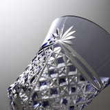 KAGAMI Crystal Edo-Kiriko Wine Glass - Drape & Tetragonal Basket Weave - Purple / 江戸切子 ワイングラス