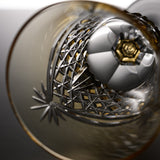 KAGAMI Crystal Edo-Kiriko Wine Glass - Drape & Tetragonal Basket Weave - Yellow / 江戸切子 ワイングラス