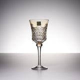 KAGAMI Crystal Edo-Kiriko Wine Glass - Drape & Tetragonal Basket Weave - Yellow / 江戸切子 ワイングラス