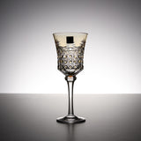 KAGAMI Crystal Edo-Kiriko Wine Glass - Drape & Tetragonal Basket Weave - Yellow / 江戸切子 ワイングラス