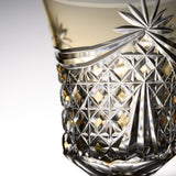 KAGAMI Crystal Edo-Kiriko Wine Glass - Drape & Tetragonal Basket Weave - Yellow / 江戸切子 ワイングラス