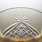 KAGAMI Crystal Edo-Kiriko Wine Glass - Drape & Tetragonal Basket Weave - Yellow / 江戸切子 ワイングラス