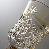 KAGAMI Crystal Edo-Kiriko Wine Glass - Drape & Tetragonal Basket Weave - Yellow / 江戸切子 ワイングラス