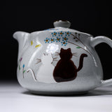 Kutani ware Tea Pot - Cat in the Twilight / 九谷焼 急須