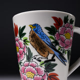 Kutani Ware Large Mug Cup - Bird with Flower - 520 ml / 九谷焼 マグカップ