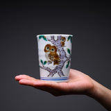 Kutani Ware Large Tea Cup - Owl on a Branch / 九谷焼 湯呑