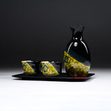 Kutani ware Sake Set with Tray - Dandelion / 九谷焼 酒器セット