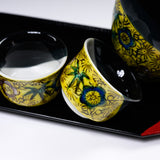 Kutani ware Sake Set with Tray - Dandelion / 九谷焼 酒器セット