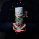 Kutani Ware Flower Vase - Japanese Wild Flowers / 九谷焼 花瓶