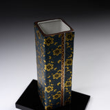 Kutani Ware Flower Vase with Tray - Aochibu / 九谷焼 花瓶