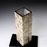 Kutani Ware Flower Vase with Tray - Shirochibu / 九谷焼 花瓶