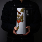 Kutani Ware Vase - Yamada Ryuzan - Sparrow with Persimmon / 九谷焼 花瓶
