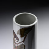 Kutani Ware Vase - Yamada Ryuzan - Sparrow with Persimmon / 九谷焼 花瓶