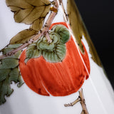 Kutani Ware Vase - Yamada Ryuzan - Sparrow with Persimmon / 九谷焼 花瓶