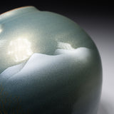 Kutani Ware Round Vase - Sky Blue Mountain and Cranes / 九谷焼 花瓶