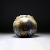 Kutani Ware Round Vase - Cranes Over Winter Trees / 九谷焼 花瓶