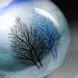 Kutani ware Premium Vase with Wooden Box - Winter Morning 25 cm / 九谷焼 花瓶