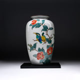 Kutani Ware Vase - Kingfishers and Camellia / 九谷焼 花瓶