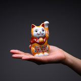 Kutani Ware Beckoning Cat Ornament "Mikan"  / 九谷焼 招き猫