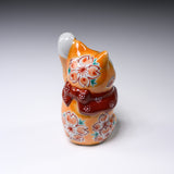 Kutani Ware Beckoning Cat Ornament "Mikan"  / 九谷焼 招き猫