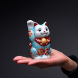 Kutani Ware Beckoning Cat Ornament "Umi"  / 九谷焼 招き猫