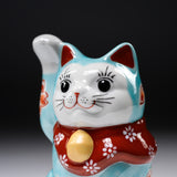 Kutani Ware Beckoning Cat Ornament "Umi"  / 九谷焼 招き猫