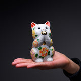 Kutani Ware Begging Cat Ornament with Golden Hand ”Coco” / 九谷焼 招き猫