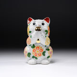 Kutani Ware Begging Cat Ornament with Golden Hand ”Coco” / 九谷焼 招き猫