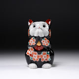 Kutani Ware Begging Cat Ornament  ”Beni” / 九谷焼 招き猫