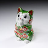 Kutani Ware Begging Cat Ornament  ”Melon” / 九谷焼 招き猫