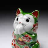 Kutani Ware Begging Cat Ornament  ”Melon” / 九谷焼 招き猫