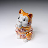 Kutani Ware Begging Cat Ornament  ”Mango” / 九谷焼 招き猫