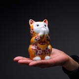 Kutani Ware Begging Cat Ornament  ”Mango” / 九谷焼 招き猫