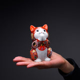 Kutani Ware Begging Cat Ornament ”Apple” / 九谷焼 招き猫