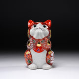 Kutani Ware Begging Cat Ornament ”Apple” / 九谷焼 招き猫